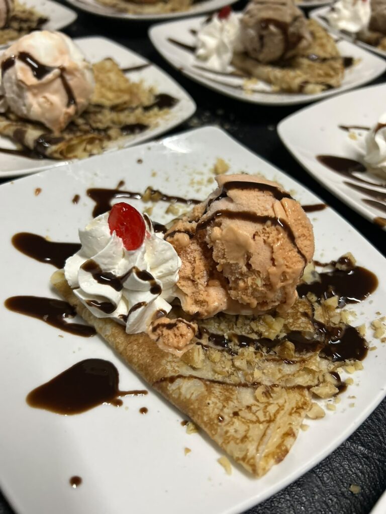 Panqueque con helado en Kaas Eventos